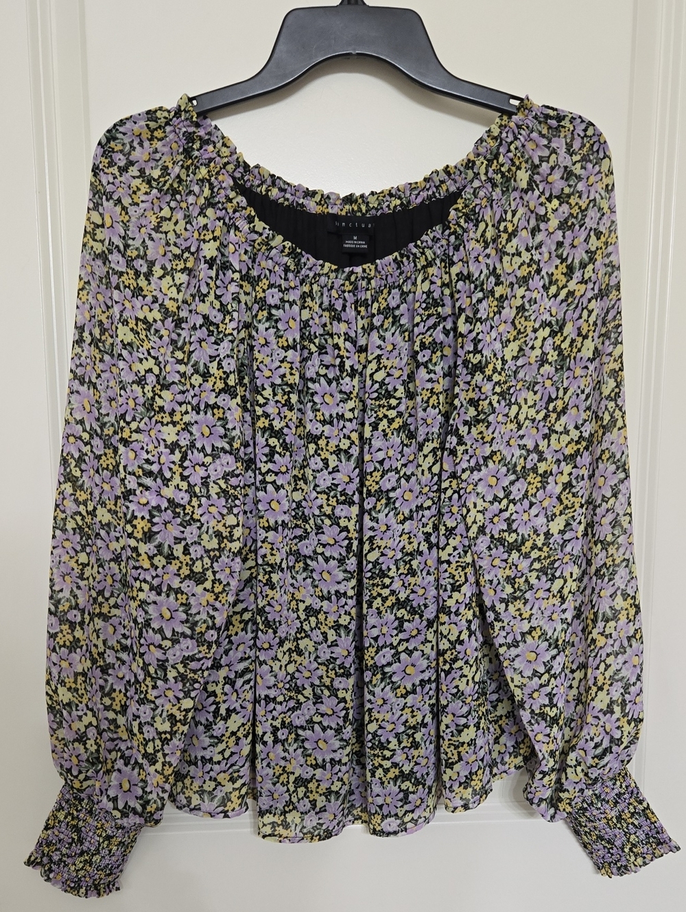 Sanctuary Lavender and Yellow Floral Peasant Blouse